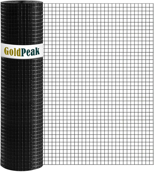 GoldPeak Black Hardware Cloth 1/2 inch 72 inch x 50 Foot 19 Gauge, Vinyl Coated Chicken Wire Mesh Roll Chicken Wire Fencing Garden Fence Tree Guard Rodent Mesh Rat Wire
