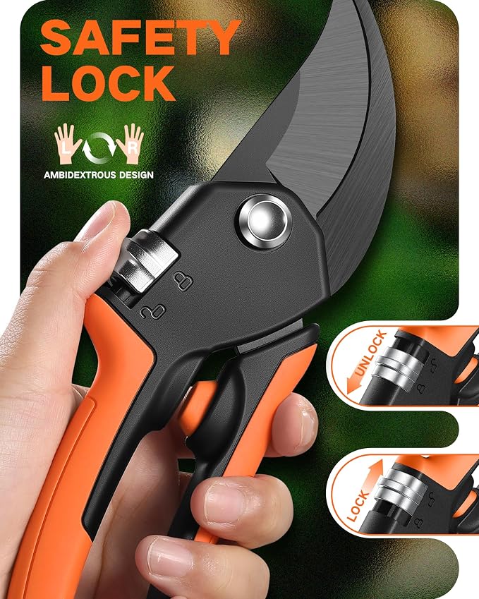 8.5" Pruning Shears for Gardening & 8inch Mini Chainsaw Cordless, [3.0AH] Battery Powered Electric Chain Saw
