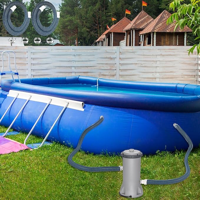 2 Pack 1.25×59in EVA Pool Professional Hoses with 2026 Upgrade Flexible Tube Head and 4 Metal Clamps for Above Ground Pools Pump Replacement Hose Pool Supply for Heavy Duty Hose (Blue)