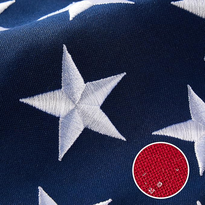 American Flag 6x10 ft Heavy Duty TearProof Series, All Weather High Wind US Flag, Premium Spun Polyester with Embroidered Stars, Sewn Stripes, Brass Grommets for Outdoor Use