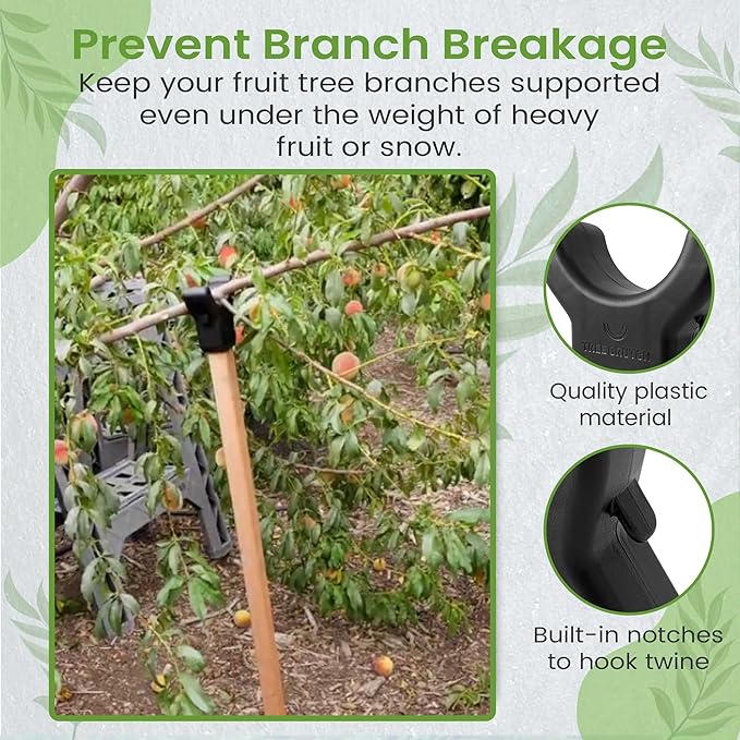 Adjustable Aluminum Tree Support Pole with Tree Crutch – Prevents Fruit Tree Branch Breakage – Holds Up to 100 lbs – Adjusts to 16”-74” for Leaning Trees (1-Pack)