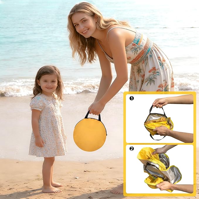 RunNico Pop Up Beach Pool, Portable Toddler Beach Pit with Water Bag and Storage Bag, Cute Shape Beach Pool Puddle for Outdoor Summer Beach Camping Traveling Vacation (Starfish)