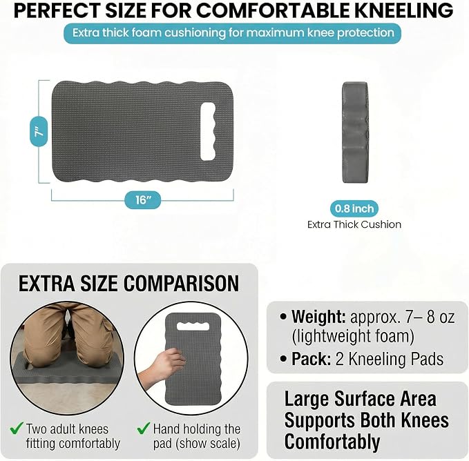 Extra Thick Foam Kneeling Pad for Gardening and Exercise Soft Comfortable Knee Cushion Mat for Floor Work Yard Tasks and Home, Set of 2 Small Grey