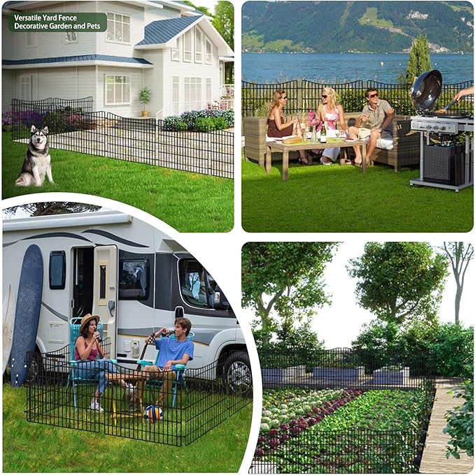 ULIOK 15 Panels Dog Fence Outdoor for Yard, 32 in(H) X 37.9 ft(W) Garden Fence Animal Barrier, No Dig Garden Fencing Outdoor, Dogs Rabbits Blocker Metal Wire Decorative Fences for Yard, Patio