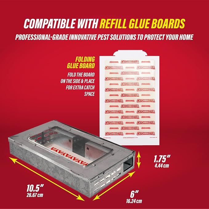 Catchmaster Multi-Catch Mouse Trap 3-Pack, Humane Mouse Traps Indoor for Home, Includes Replaceable Glue Board, Live Catch Pest Control for Garage & Shed