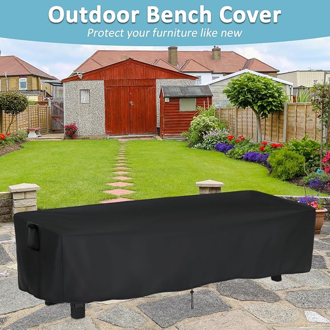 Kingling Outdoor Bench Cover Rectangle, Wood Bench Cover Waterproof Patio Bench Covers for Outdoor Furniture Long Chair Covers, 63" W x 15" D x 18" H