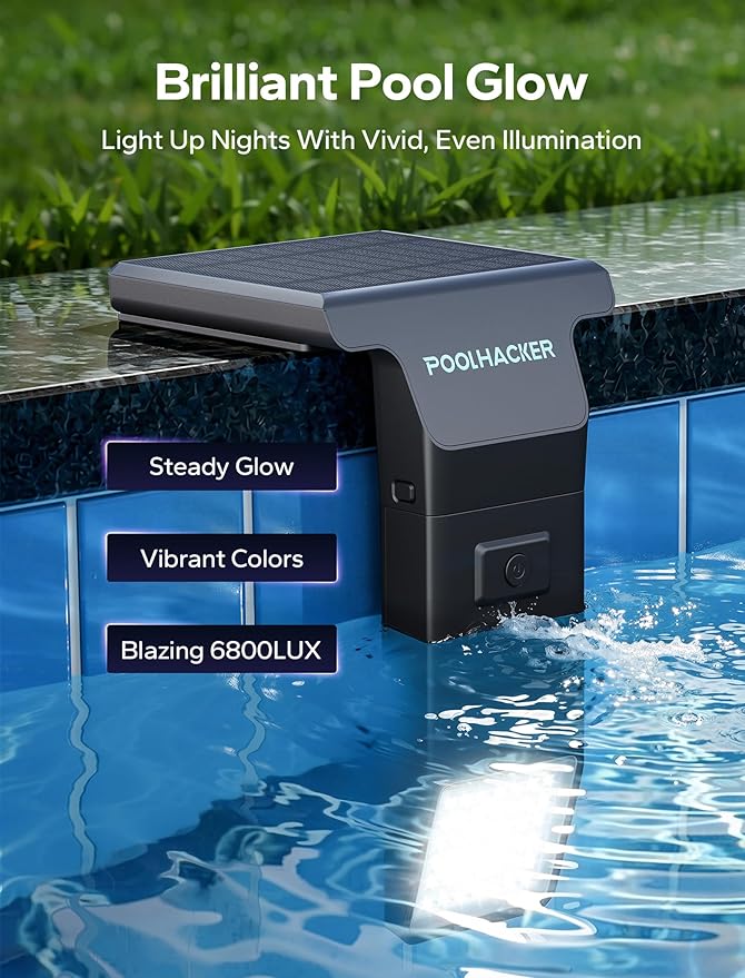 Solar Pool Lights for Inground & Above Ground Pool, 10-Color 4-Mode LED Pool Lights, Underwater Swimming Pool Lights with Timer, Submersible Pool Lights with Remote, Waterproof Design (Black, 1 Pack)