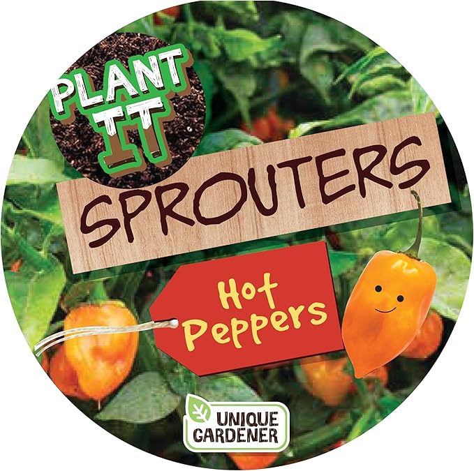 Unique Gardener Plant-It Starters Plant Seeds 4-Pack, DIY Indoor Succulents and Live Plants for Home or Garden Planting, Hot Peppers