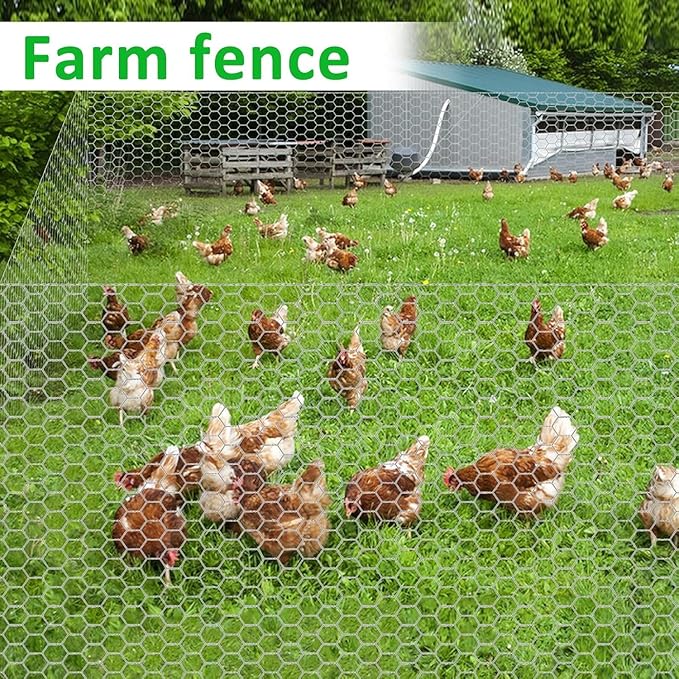 45 in X 200 ft Chicken Wire Fencing Metal Floral Chicken Wire Fence for Crafts 1 Inch Hexagonal Galvanized Poultry Wire Netting for Chicken Coop Barrier Rabbit Cage
