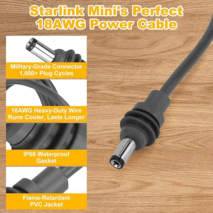 Starlink Mini Battery Adapter Compatible with DeWalt, Starlink Mini Power Cable for 18/ 20V Battery, 3.2FT 18AWG Battery Adapter DC Power Cable