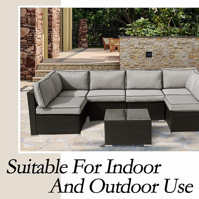 14Pieces Patio Cushion Covers Replacement Outdoor Water-Resistant Couch Covers Splashproof UV-Resistant Furniture Protectors Cushion Sofa Slipcovers Set with Zippers,Cover Only