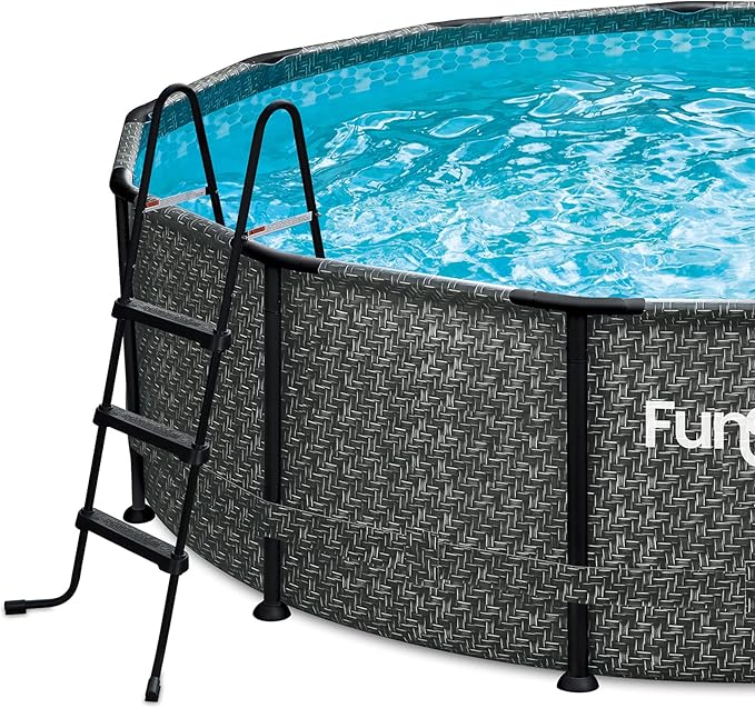 Funsicle SureStep 3 Step Lightweight Steel Outdoor Above Ground Swimming Pool Ladder with Non Slip Feet for Outdoor Use, Black