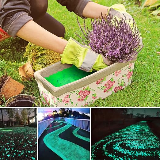 NAMTSO Glow in The Dark Rocks Outdoor, 500 pcs Green Solar Rocks for Landscaping, Outdoor Decor Glow in The Dark Stones, Glowing Pebbles for Garden Backyard Patio Lawn Pond Fish Tank Aquarium Decor