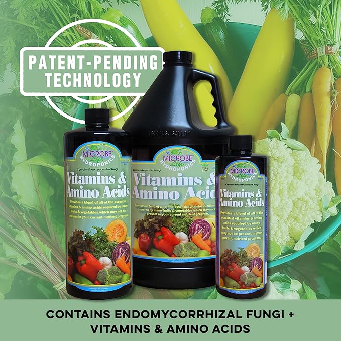 Microbe Life Hydroponics Premium Vitamins & Amino Acids Essential for Maximum Plant Growth and Root Uptake, Use with Any Feeding Systems Including Hydroponics or Soil, 2.5 Gallons