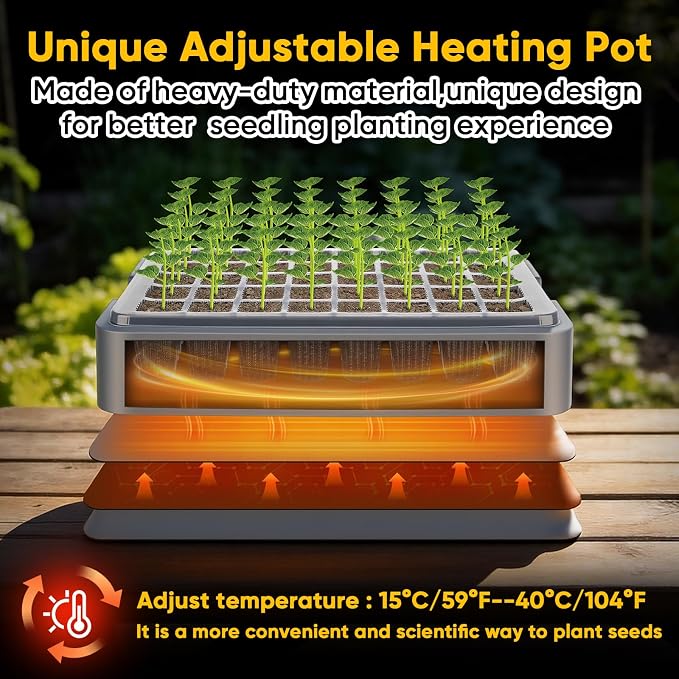 BlumWay Upgraded 40-Cell Seed Starter Tray with Grow Light, 4.3" Higher Lid Seed Starter Kit, Adjustable Seedling Heating Pot, Germination Trays with Humidity Dome, Indoor Plant Starter Kit