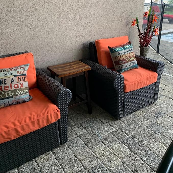 FLYMEI Patio Cushion Covers 22x20x4 Waterproof Outdoor Cushion Cover Replacement 2Packs Outdoor Seat Cushion Slipcover for Rattan Chair Sofa, Orange