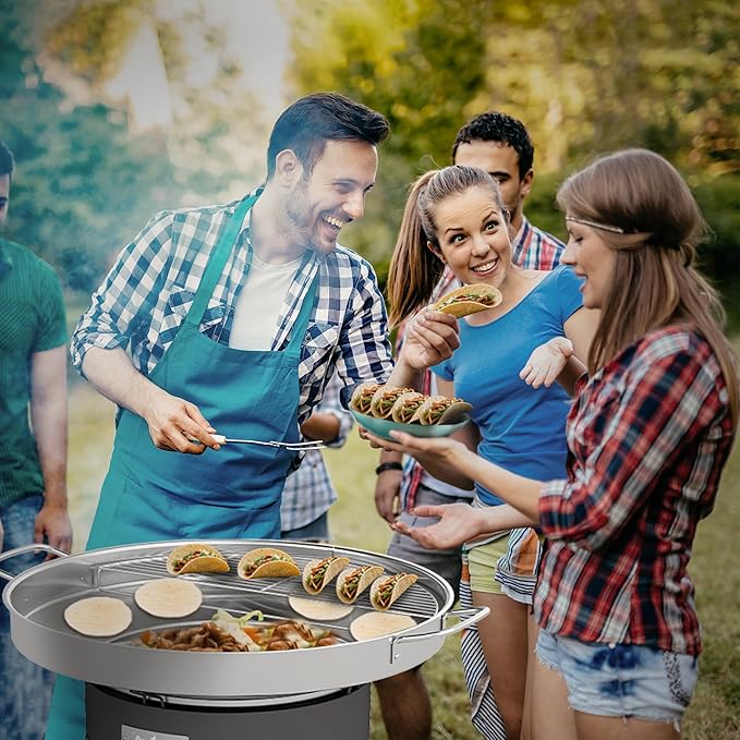 Feasto 23" Stainless Steel Concave Comal Set, Discada Disc Cooker with 54,000 BTU Paella Burner and Adjustable Stand Set, Cazo Para Carnitas Tortillas Stir Fry Wok for Outdoor Cooking, CSA Certified