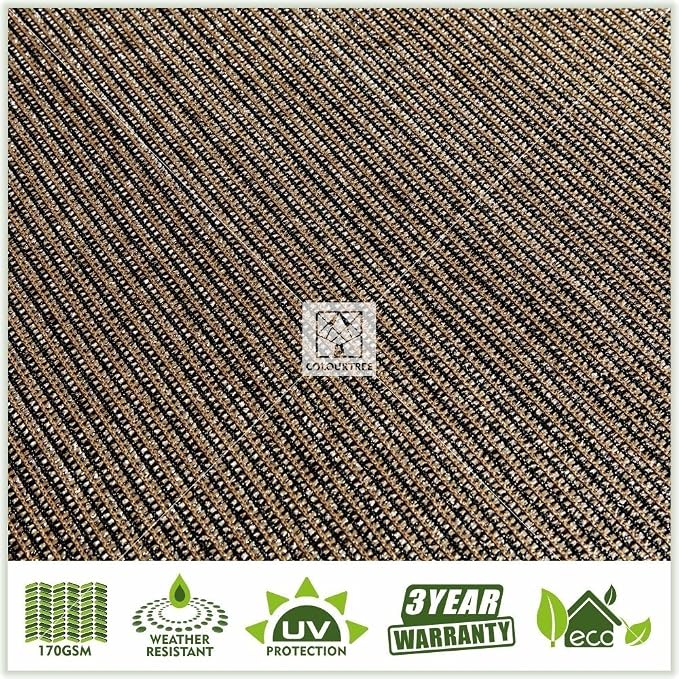 ColourTree Customized Size 6' x 27' Brown Fence Screen Privacy Screen - Commercial Grade 170 GSM - Heavy Duty - 3 Years Warranty - Cable Zip Ties Included