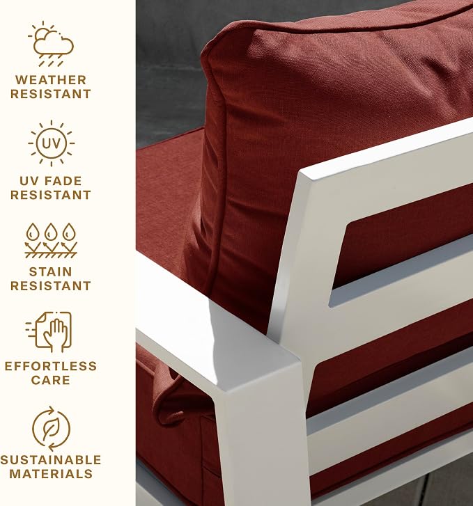Honeycomb Outdoor Heritage Deep Seat, 24 x 23, Textured Solid Henna Chair Cushion with Removable Cover, for Patio Furniture