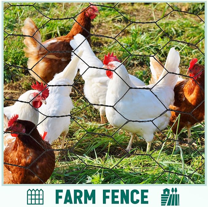 GlikCeil 16 in x 200 ft Chicken Wire Fencing Metal Floral Chicken Wire Mesh for Crafts Poultry Garden, 1 Inch Hexagonal Galvanized Hardware Cloth Netting for Poultry Coop Barrier Rabbit Cage(Black)