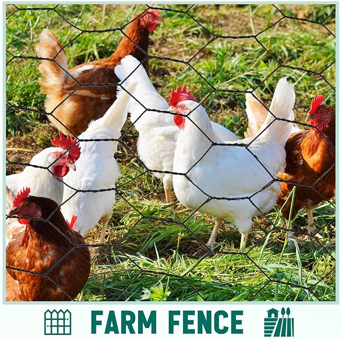 GlikCeil 24 in x 200 ft Chicken Wire Fencing Metal Floral Chicken Wire Mesh for Crafts Poultry Garden, 1 Inch Hexagonal Galvanized Hardware Cloth Netting for Poultry Coop Barrier Rabbit Cage(Black)