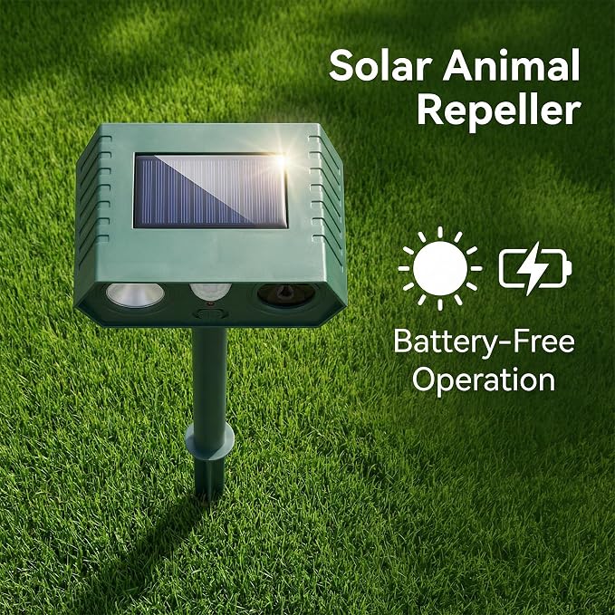 Cat Repellent Outdoor Solar Animal Repeller Motion Activated Deer Repellent Device Humane Dog Racoon Squirrel Deterrent for Garden Yard Farm Waterproof (4, Dark Green)