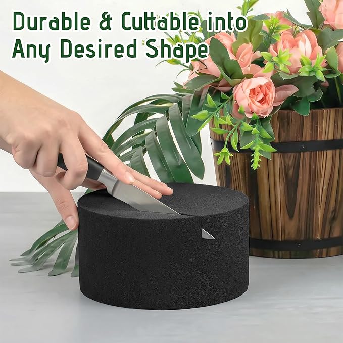 Reusable Floral Foam Round Blocks,Black Flower Foam Round for Artificial & Dried Flowers, Dry Floral Foams Styrofoam for Artificial Flowers (8 Pack, 5")