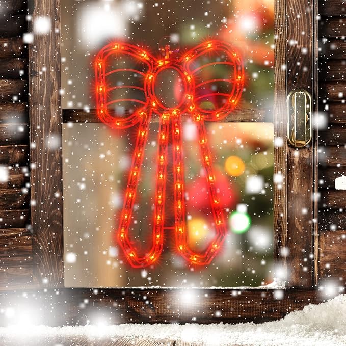 Christmas Window Silhouette Lights, 50 Count Incandescent Mini Light, Red, for Holiday Indoor Wall Door Glass Decor