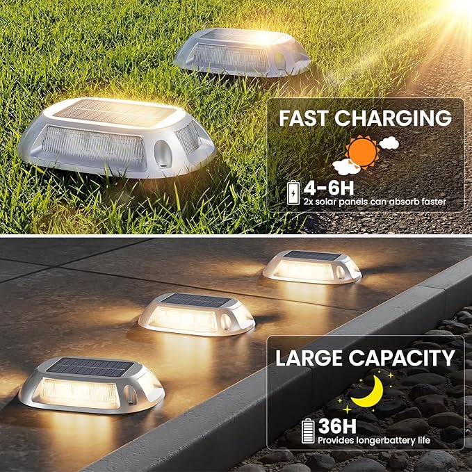 VOLISUN Solar Driveway Lights Dock Deck Lights with Remote 12 Pack,9 Colors in 1 Led IP67 Waterproof Outdoor Warning Step Lights for Driveway Sidewalk Pathway RGB