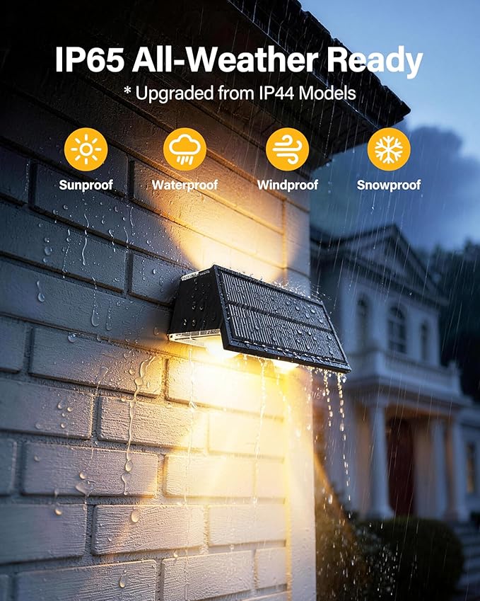 Solar Fence Lights Outdoor, 12 Pack 100LM Fence Lights Solar Powered Waterproof, 9 Color Modes, Up & Down LED Focused Beam, 12H Dusk to Dawn Glow for Pool/Patio/Wall/Backyard - Black