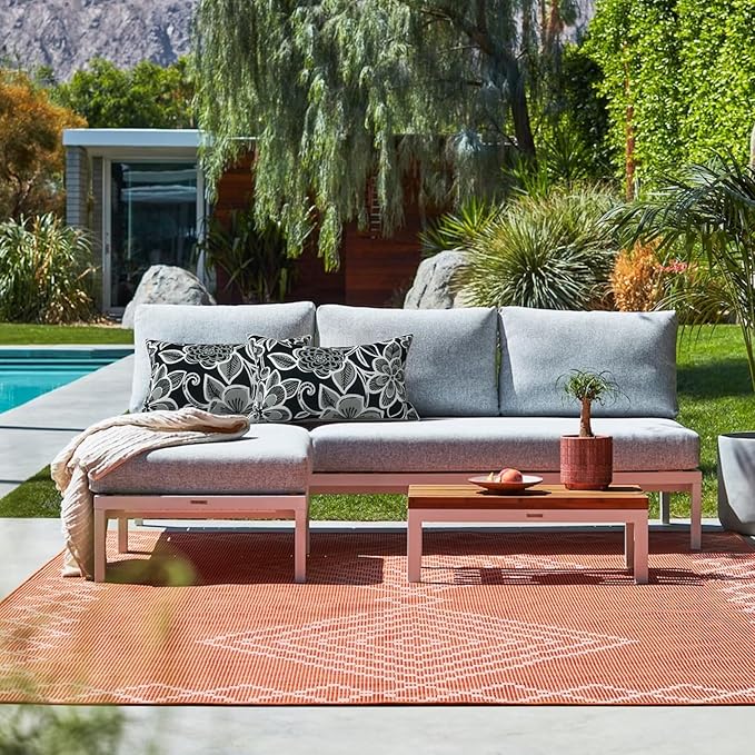LVTXIII 2 Pack Outdoor Lumbar Pillow Covers 12x20 Inch with Piping, Water-Repellent Back Cushion Covers ONLY for Patio Furniture, Sofa, Garden Bench, Flower Black