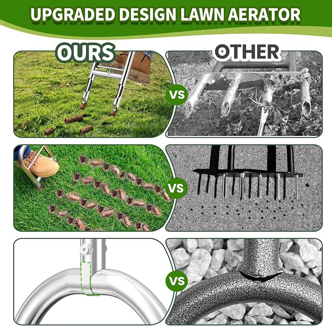 Manual Lawn Aerator Tool - Core Aerator with Step-to-Eject Technology for Never-Clogging Lawn Aeration, Heavy-Duty Steel Construction,Easy DIY Plug Aerator for Healthier Grass and Yard (Orange)