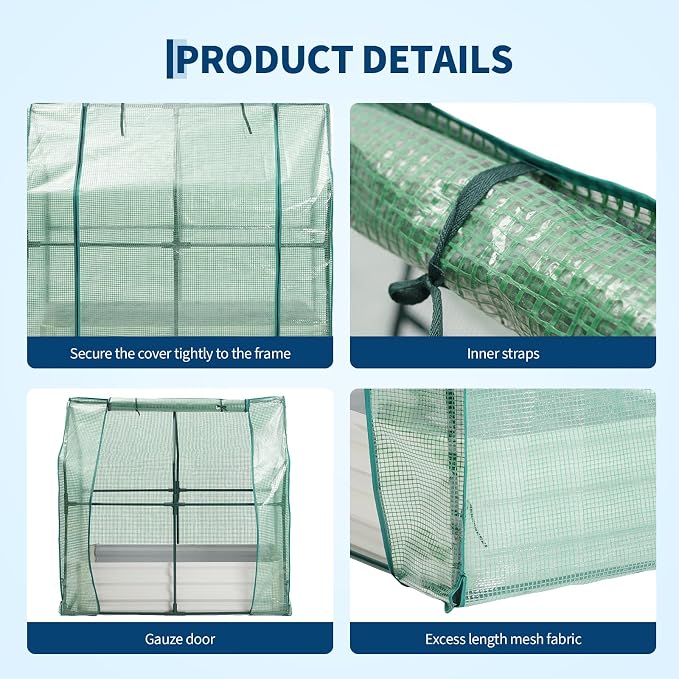 Garvee 48"x24"x12" Raised Garden Bed Kit with Pitched Roof Greenhouse Cover & Irrigation, 3-in-1 Metal Planter Box with Self-Watering System & Insect Mesh, Outdoor Raised Bed for Vegetables Flowers