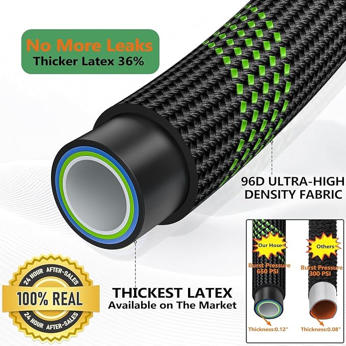 75 ft Non-Expandable Garden Hose, Flexible Ultra Lightweight Durable, Kink-Free Water Hose with 10 Function Sprayer - Non-Tangle,Puncture Proof pipe, Easy to Store, All-Weather Use Garden Hoses