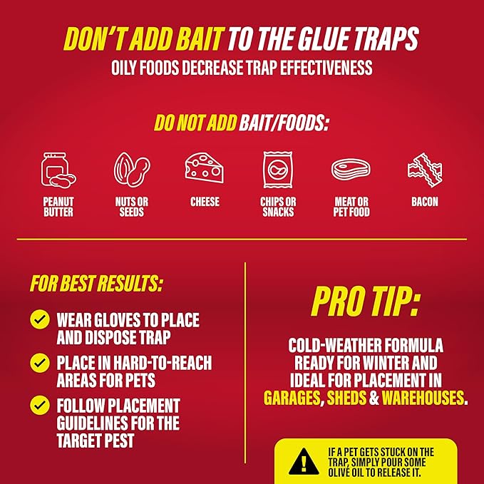 Catchmaster Freeze Resistant Glue Traps 6PK Mouse Traps Indoor for Home, Pest Control Tray for Rodents, Bugs & Crickets, Cold Weather Glue Board for House, Shed & Garage