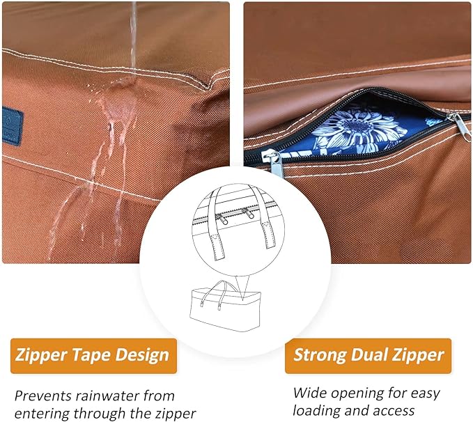 NettyPro Outdoor Patio Cushion Storage Bags Water-Resistant Large Storage Bag with Zipper and Handle for Patio Furniture Cushion Christmas Tree 7.5 Ft, 50 x 15 x 25 Inch, Brown