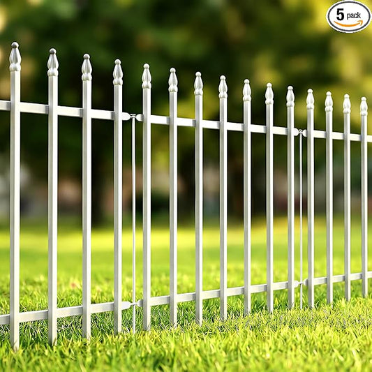 Thealyn Metal Garden Fence 24" W x 24" H (5 Panels, Total 10 ft), Decorative Border Folding Fence, Landscape Fencing for Flower Bed, Yard, Animal Barrier