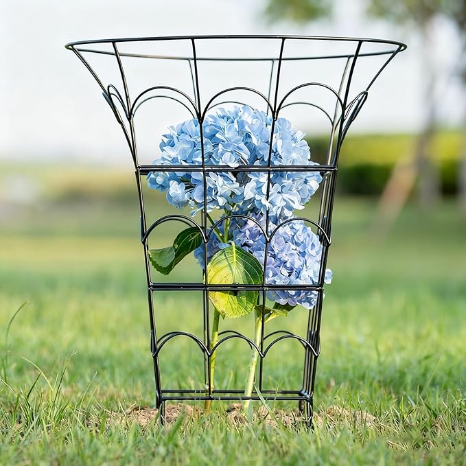 COOOXIM 27.5 x 22 Inches Peony Cages & Supports - Heavy Duty Metal Plant Obelisk Trellis for Outdoor Use, Perfect for Peonies, Roses, and Climbing Vines - Durable Garden Support Ring in M Shape