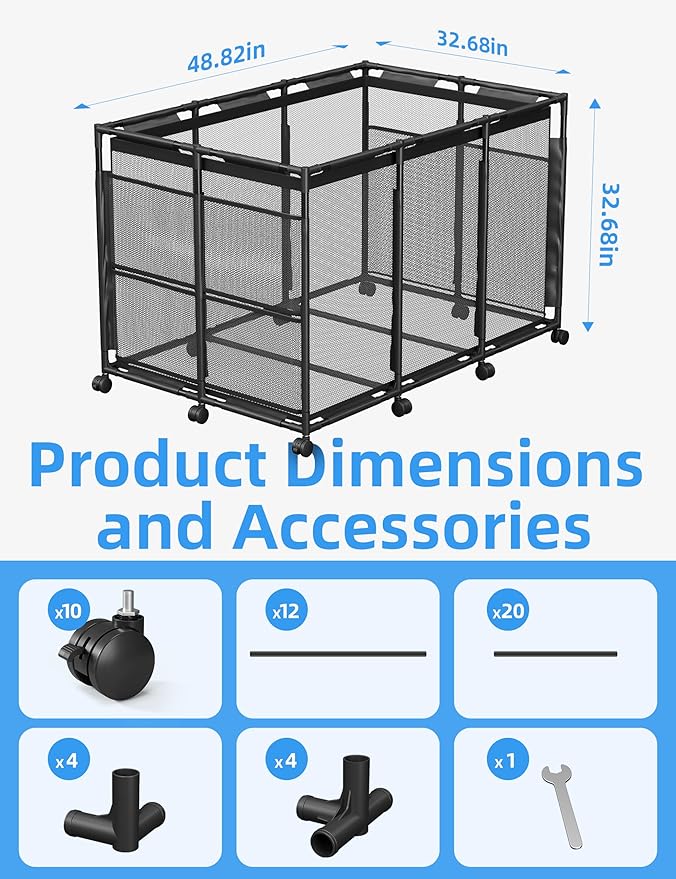 POOLHOUR Pool Float Storage – XXL Large Outdoor Pool Toy Storage Organizer for Pool Noodles, Toys, Floats, Balls,Equipment, Mesh Rolling Storage Organizer Bin, Black