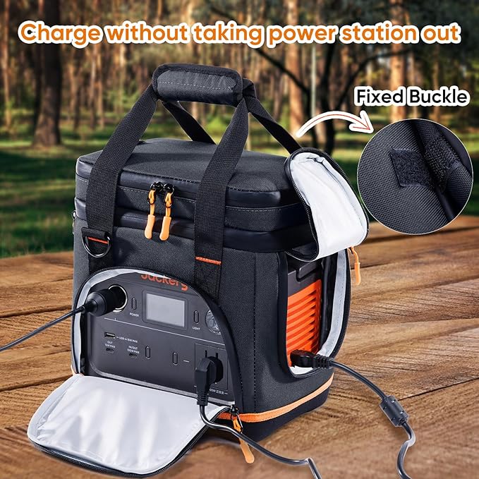 Double-Layer Travel Carrying Case for Jackery Explorer 300/240/160 – Portable Power Station Storage Bag with Molded Bottom, Side Ventilation, Front Pockets for Jackery Accessories & Solar Generator