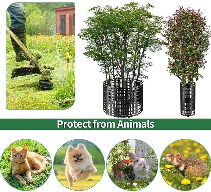 YGAOHF Tree Trunk Protector, 15 Pack Plant and Tree Guard Protector, Expandable Tree Bark Protector, Around Trunk Bark, Great Protection from Trimmers, Mowers, Animals (Black)