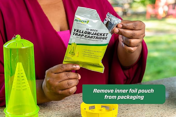 RESCUE! Yellowjacket Attractant Cartridge (10 Week Supply) – for RESCUE! Reusable Yellowjacket Traps - (5 Pack)