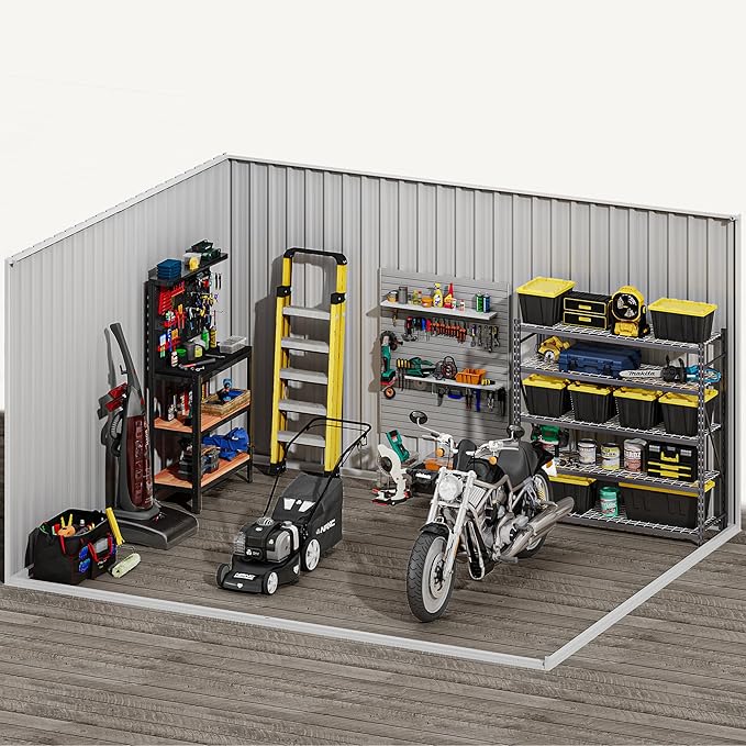 DWVO 10'x8' Large Metal Outdoor Storage Shed, Heavy Duty Tool Storage Sheds for Backyard Patio Lawn - Ideal for Bicycles, Garden Tools, and Lawn Equipment, Easy-to-Assemble, Brown
