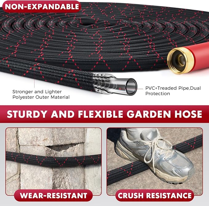 PANYEE 100FT Garden Hose, Flexible Water Hose,Lightweight Non-Expanding Leak Proof hose with 10 Functions Sprayer, Durable, Anti-Kink,Pressure Resistant for Yard, Outdoor