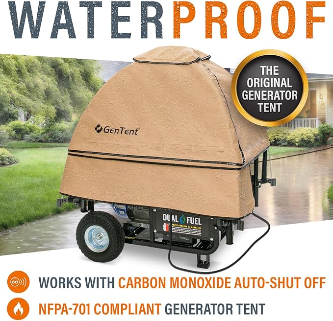 GenTent Open Frame Running Cover - Universal Adapter Kit Generator Tent (Beige, Original - Standard)