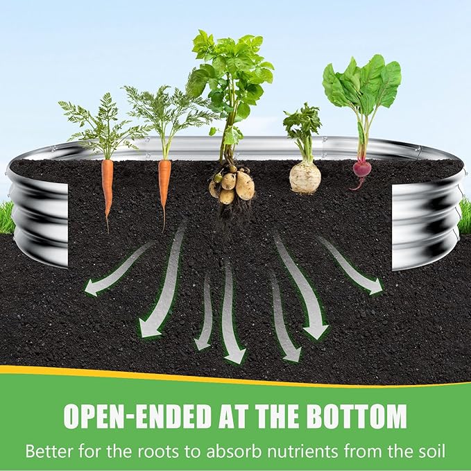 HOOPLE 2 Pack 8x4x1FT Galvanized Raised Garden Bed, Premium Metal Outdoor Planter Box, Oval Large Capacity for Vegetables, Flowers & Deep-Rooted Plants