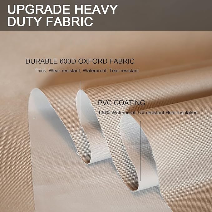 Patio Furniture Set Cover Waterproof Rectangular Heavy Duty 600D Outdoor Sectional Sofa Couch Cover Large Outside Dining Table and Chairs Covers Patio Conversation Set Cover Brown 112 x 74 Inch