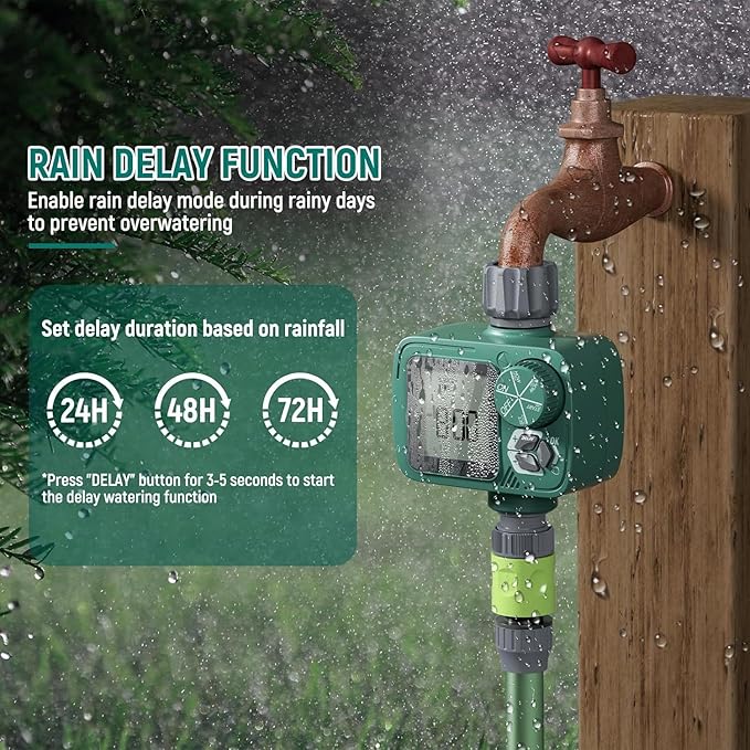 Sprinkler Timer, Programmable Hose Timer with Rain Delay, Manual and Automatic Watering System, Water Timers for Garden Hose
