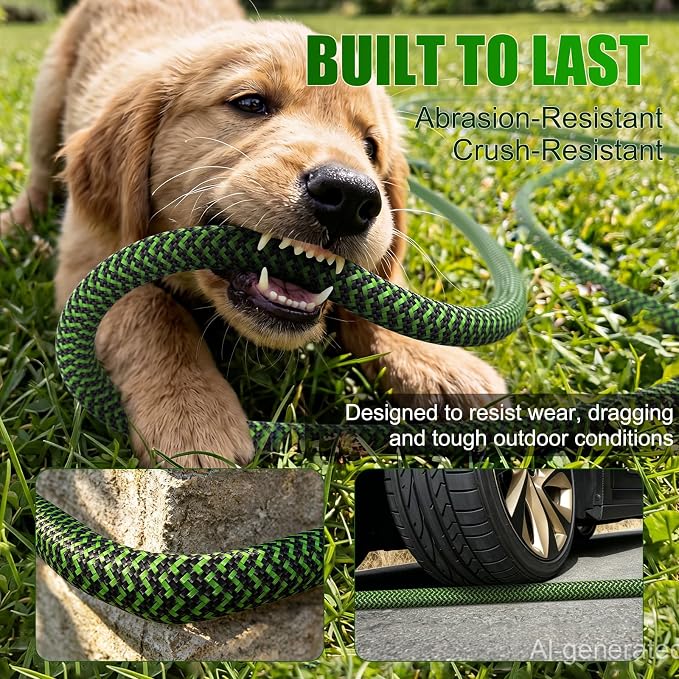 NON-EXPANDABLE Garden Hose 100ft x5/8'', Heavy Duty Flexible Water Hose with 10-Function Sprayer, Lightweight, Leak Proof, Durable Fabric Skin, Pressure Resistant for Yard, Outdoor