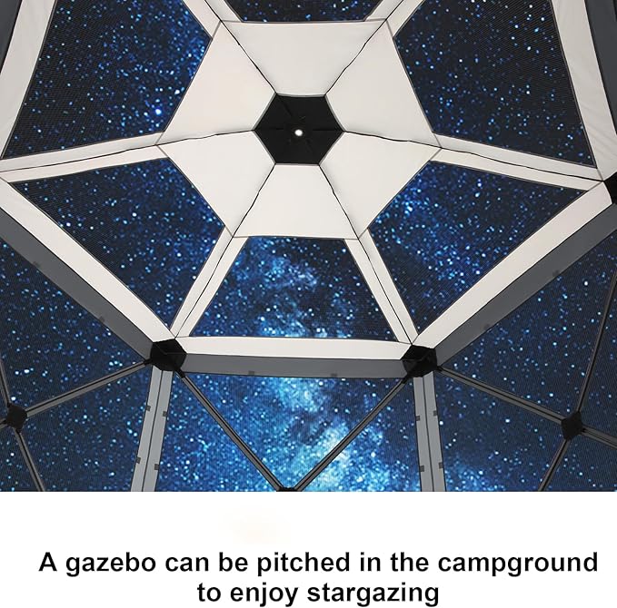 COBIZI 12x12 FT Pop Up Canopy Stargazing Tent, Gazebos On Clearance with Removable Roof, Screened in Gazebo, Screen Tents Portable carpas para Patio for Outdoor Camping,Backyard, Garden,Grey(Pro)